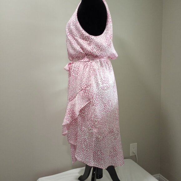 EXPRESS PINK|WHITE HALTER STYLE MAXI DRESS WITH RUFFLE WRAP SKIRT WOMEN SIZE XL - Picture 6 of 9